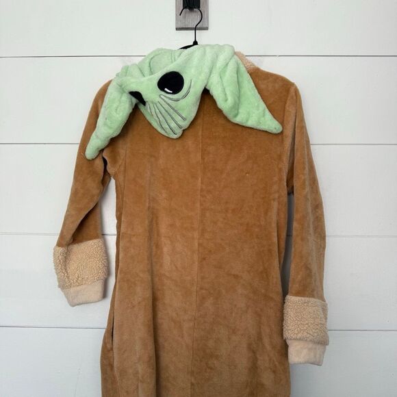 Star Wars Adult Small Grogu One Piece Pajama Zip Up Hooded - Picture 5 of 8